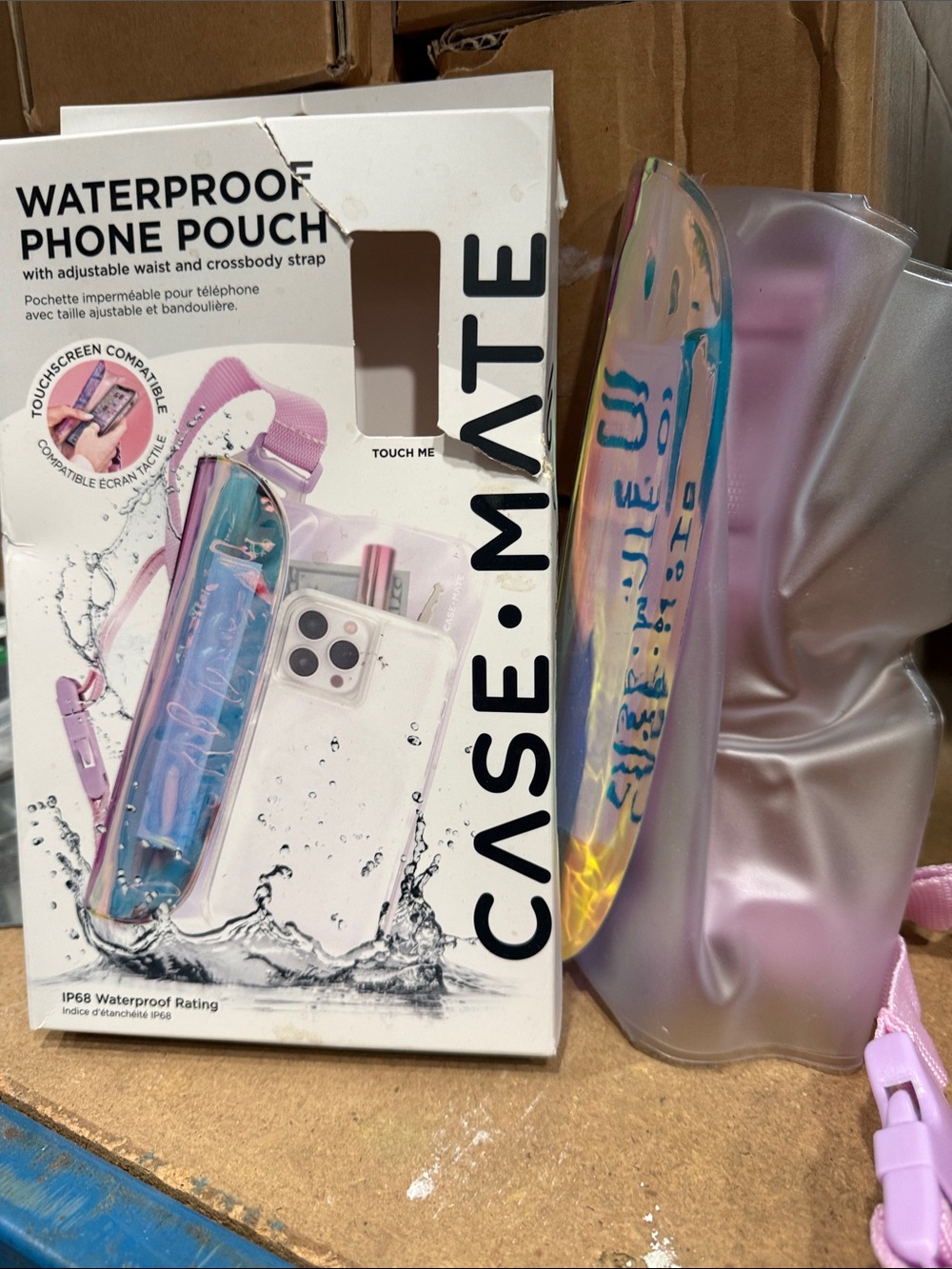 case-mate Iridescent Pink and Blue Waterproof Phone Pouch